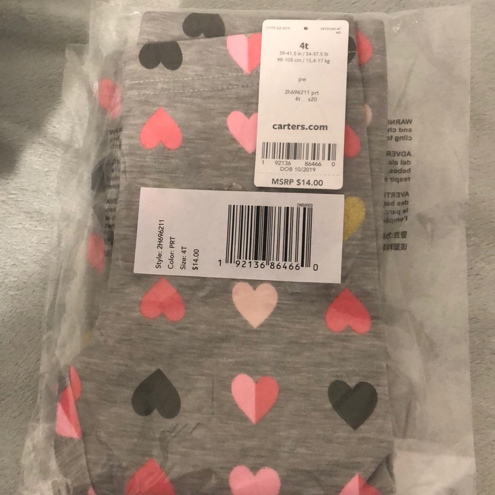 Carters Heart leggings NIB